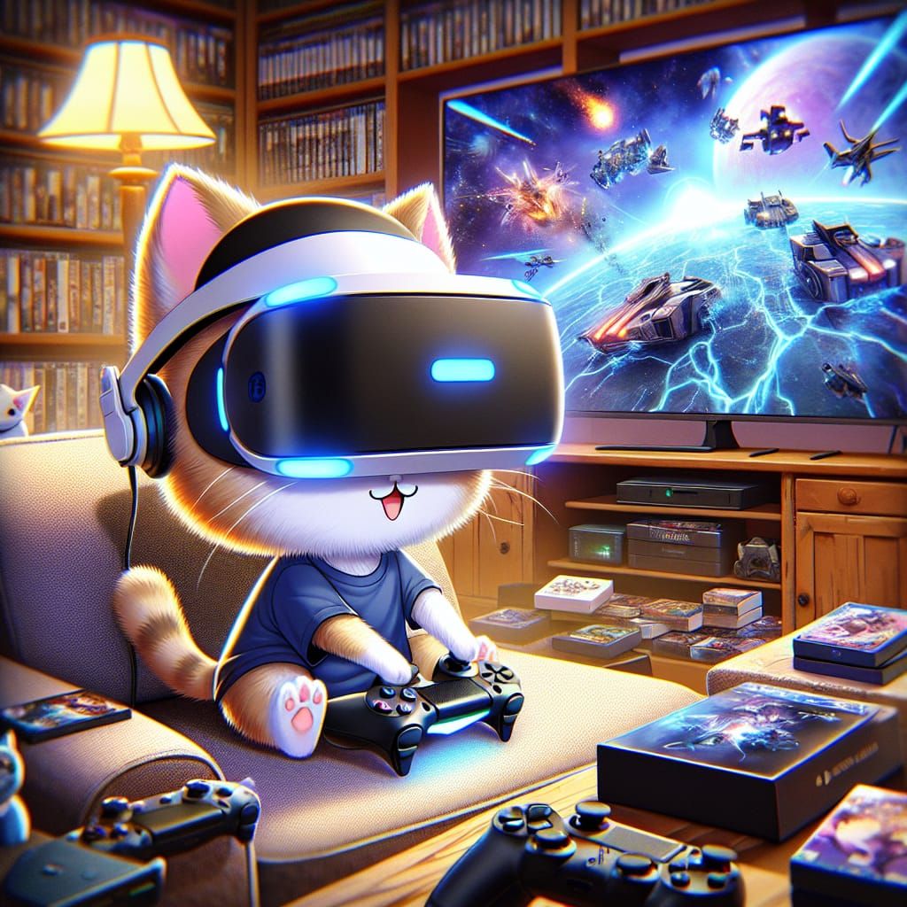 A cute chibi cat is playing video games #4