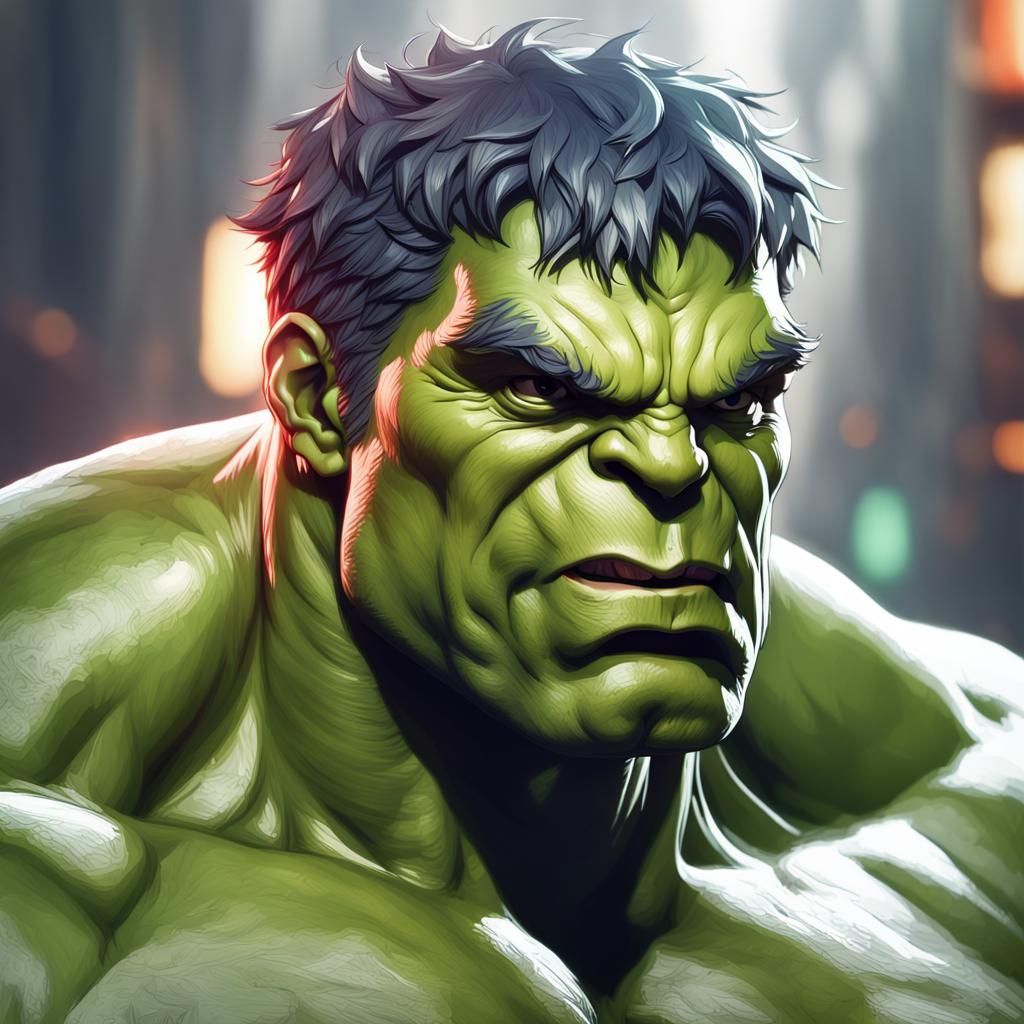 Hyperdetailed Hulk Portrait in Art Nouveau Style