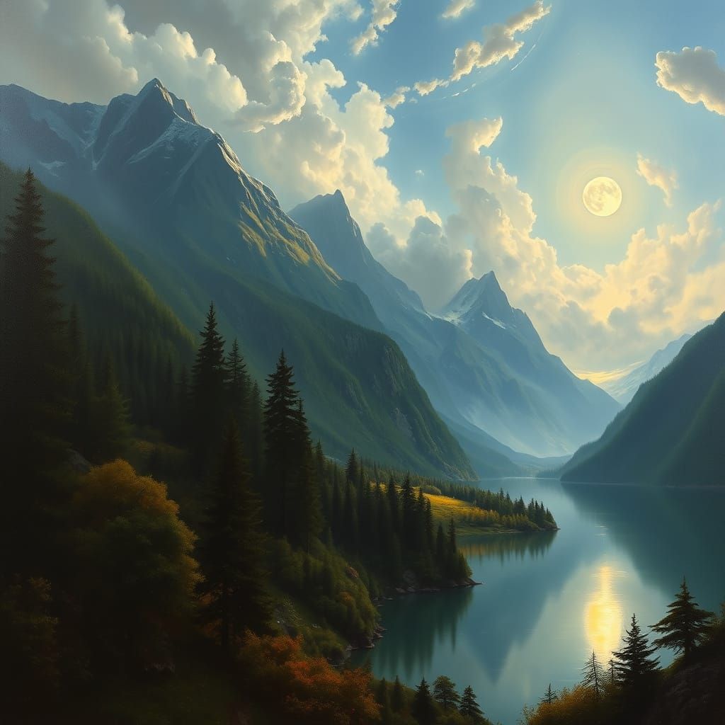Ethereal Romantic Landscape in Oil