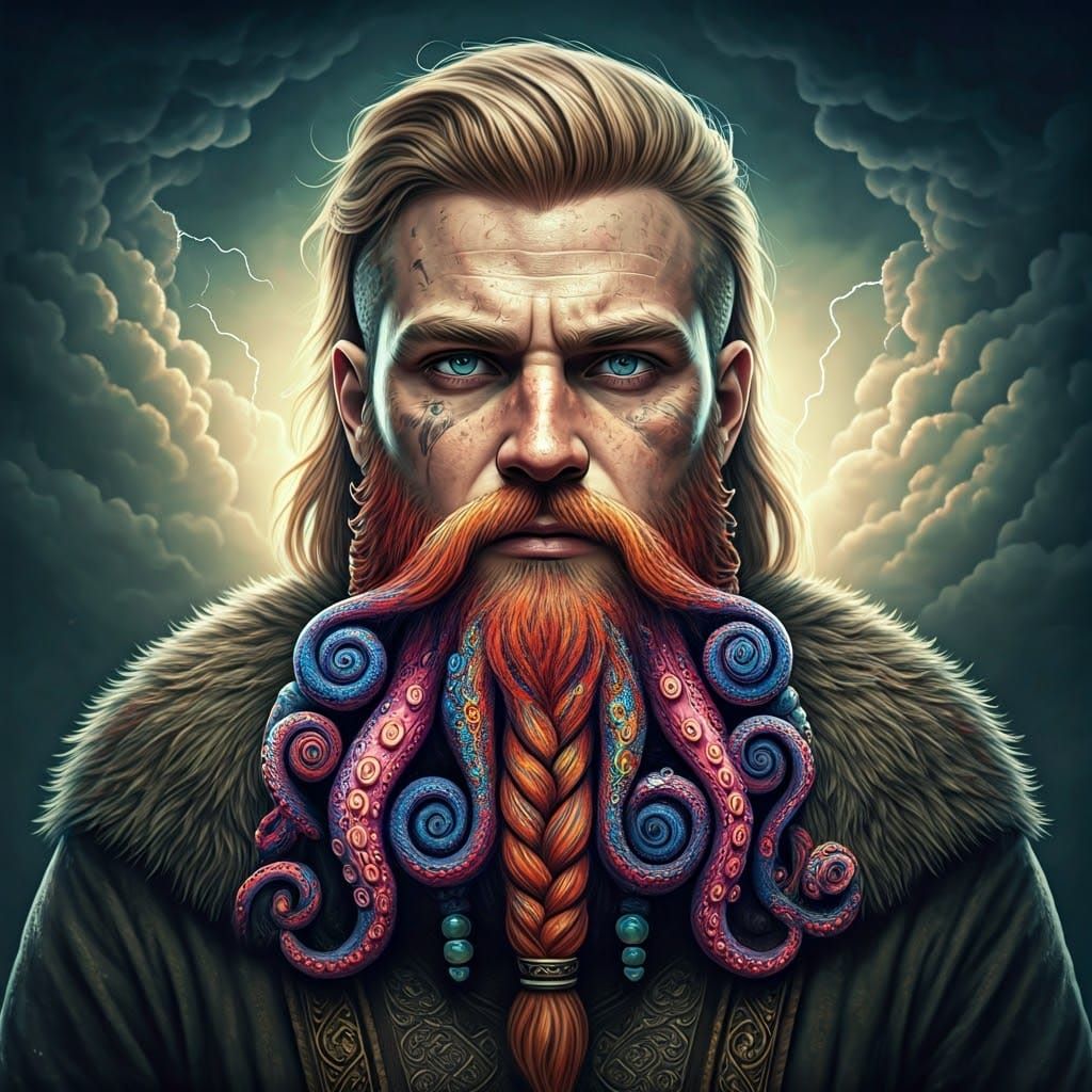 Viking Warrior with Knitted Octopus Beard