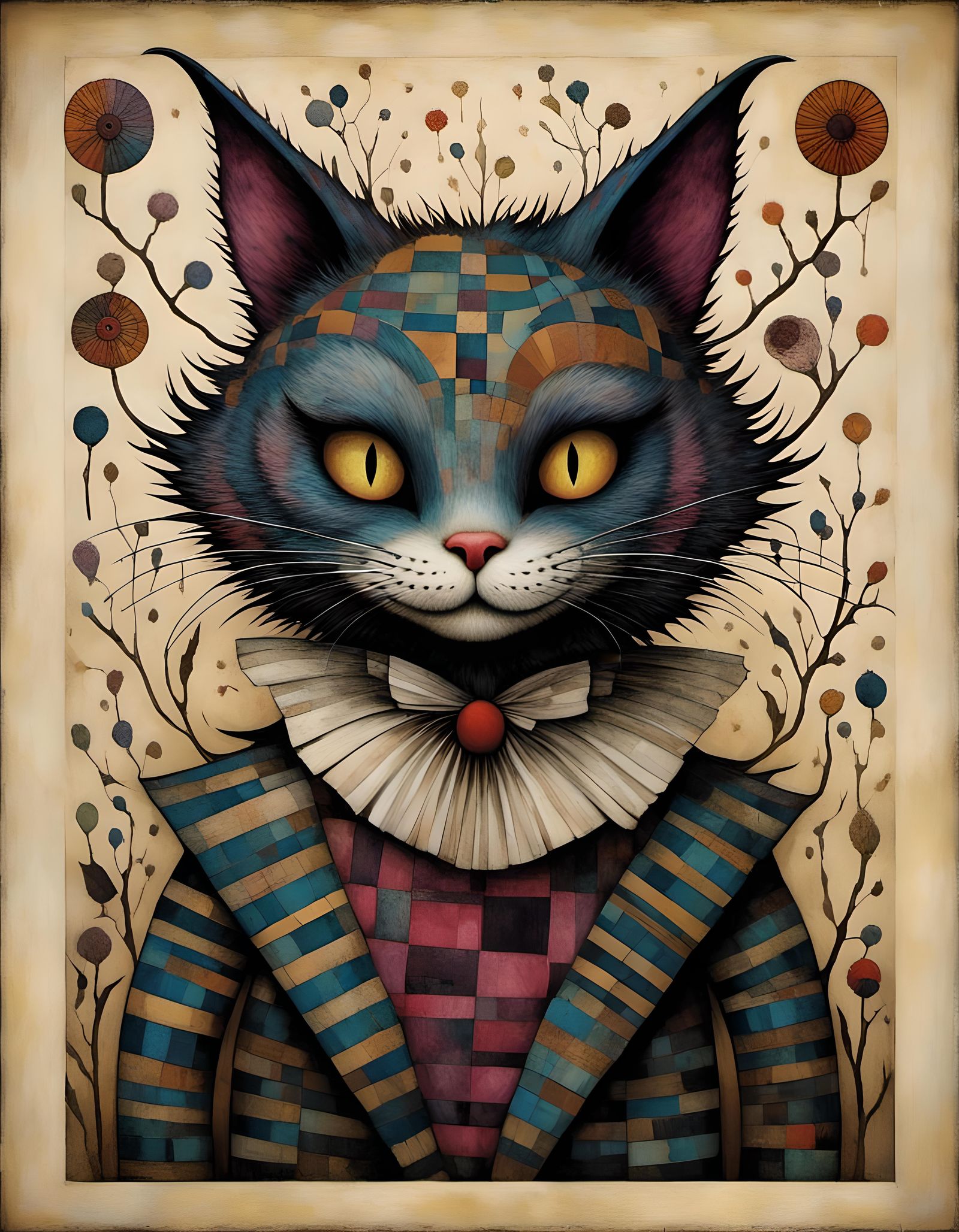 Sinister Cheshire Cat in Gothic Wonderland Style