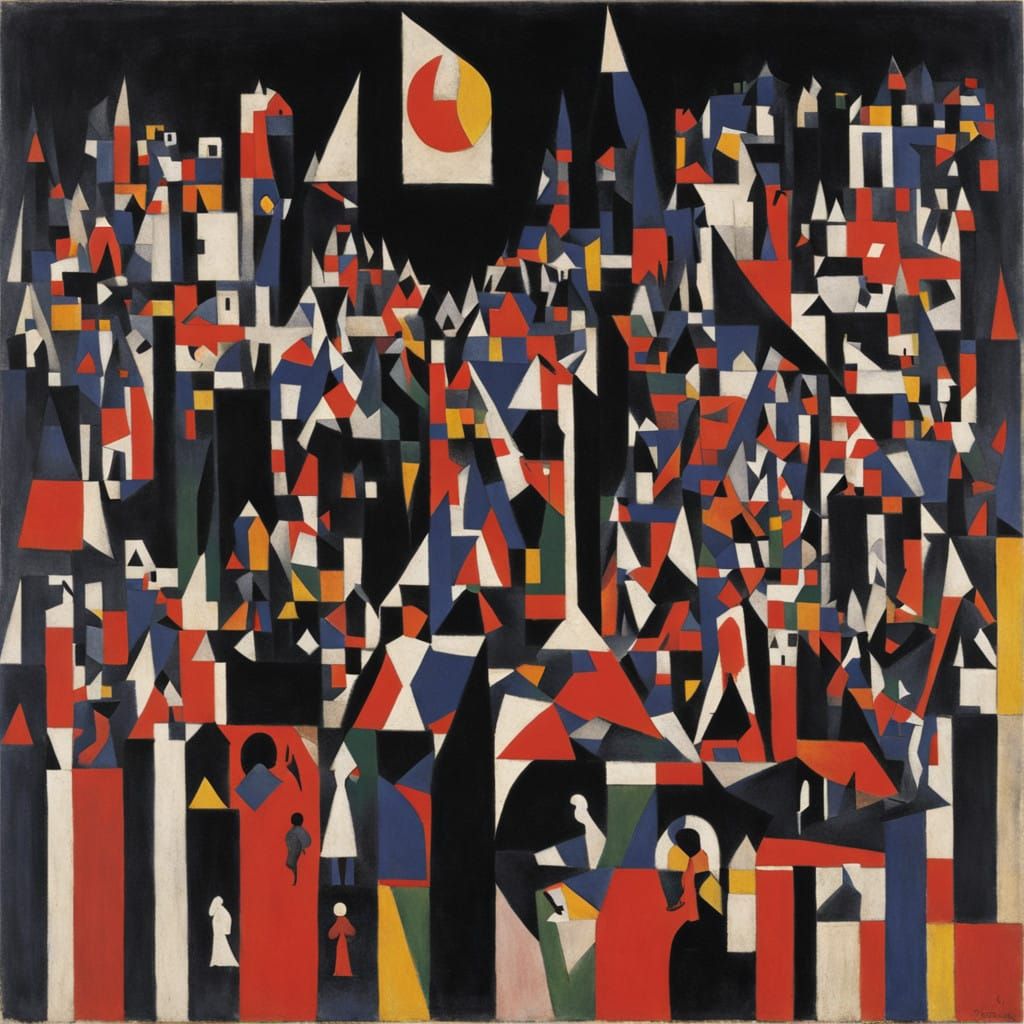 Cyberpunk-Inspired Suprematist Art