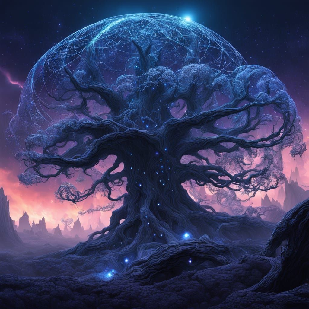 Cosmic Web Tree in Nebula Sky