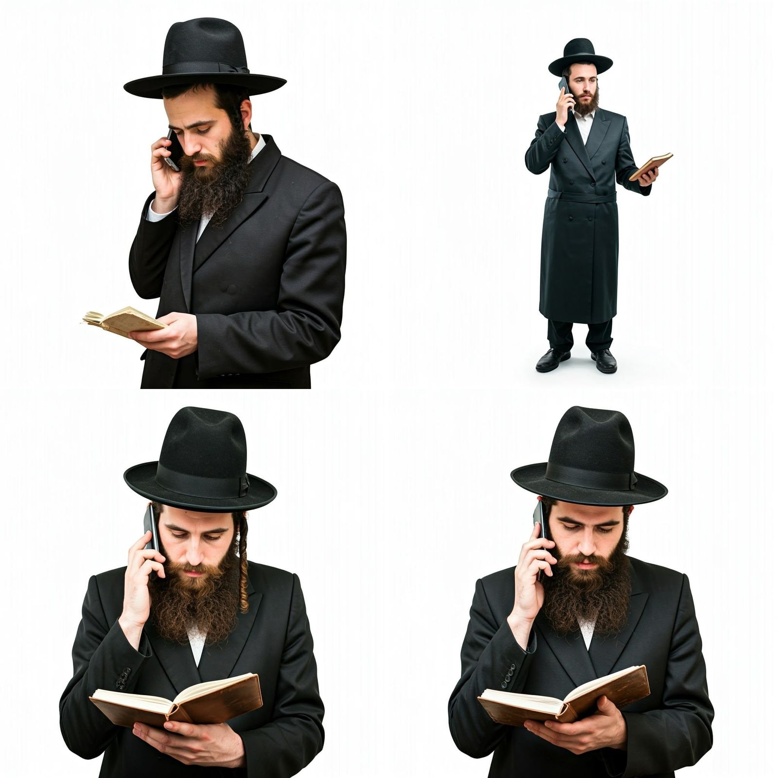 Orthodox Man Reads Notes and Talks on Old Nokia Phone