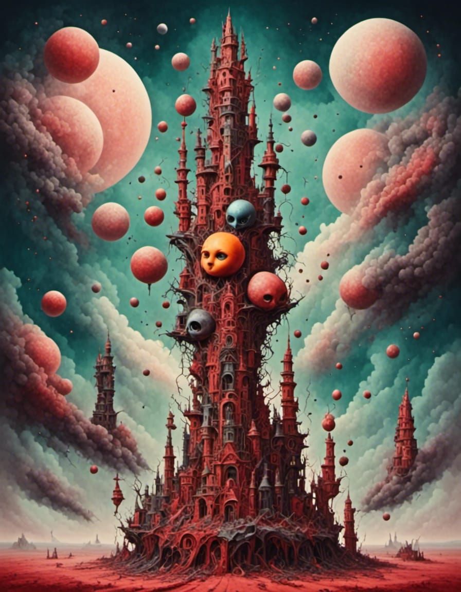 I see a Surreal Totem Pole inspired in the classical gods Ve...