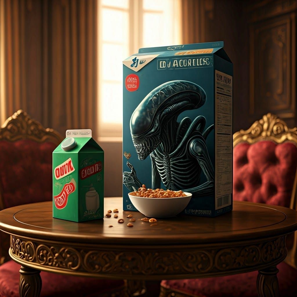 Xenomorph Cereal: A Surreal Still Life
