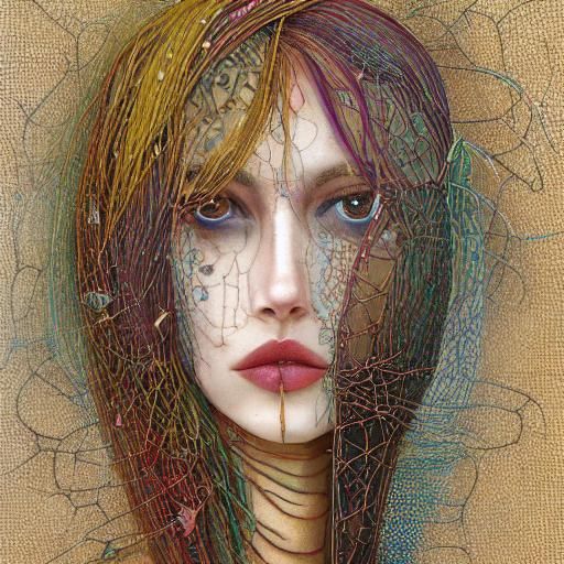 Intricate Stick Nymph with Zebra Face Tattoos