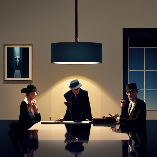 Business Meeting in Vettriano Film Noir Style