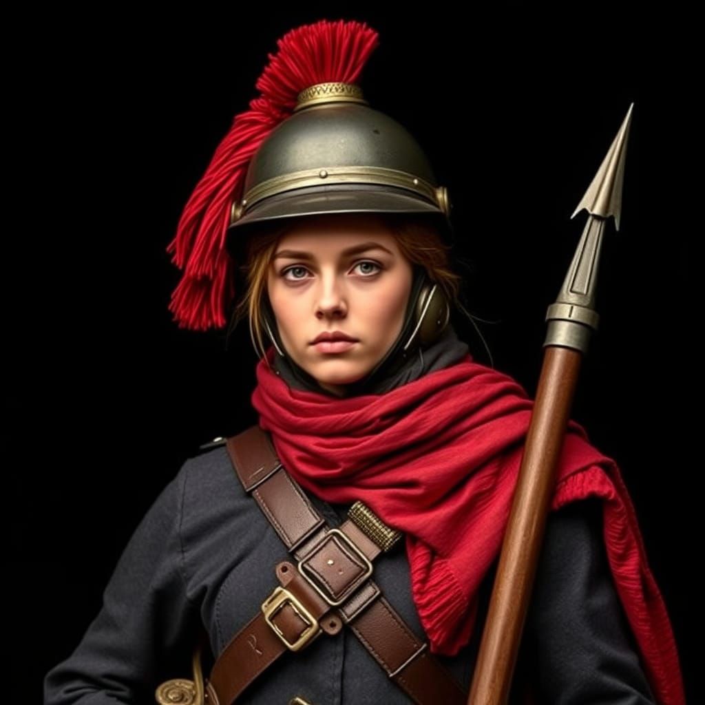 French Napoleonic Soldier Portrait on Black