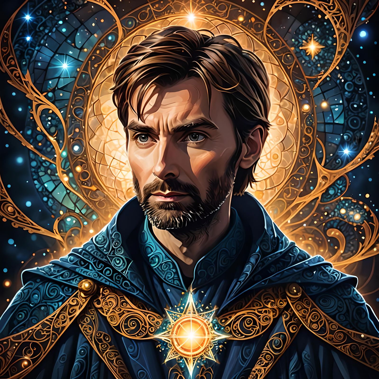 Mystic Wizard with Glowing Light Effects