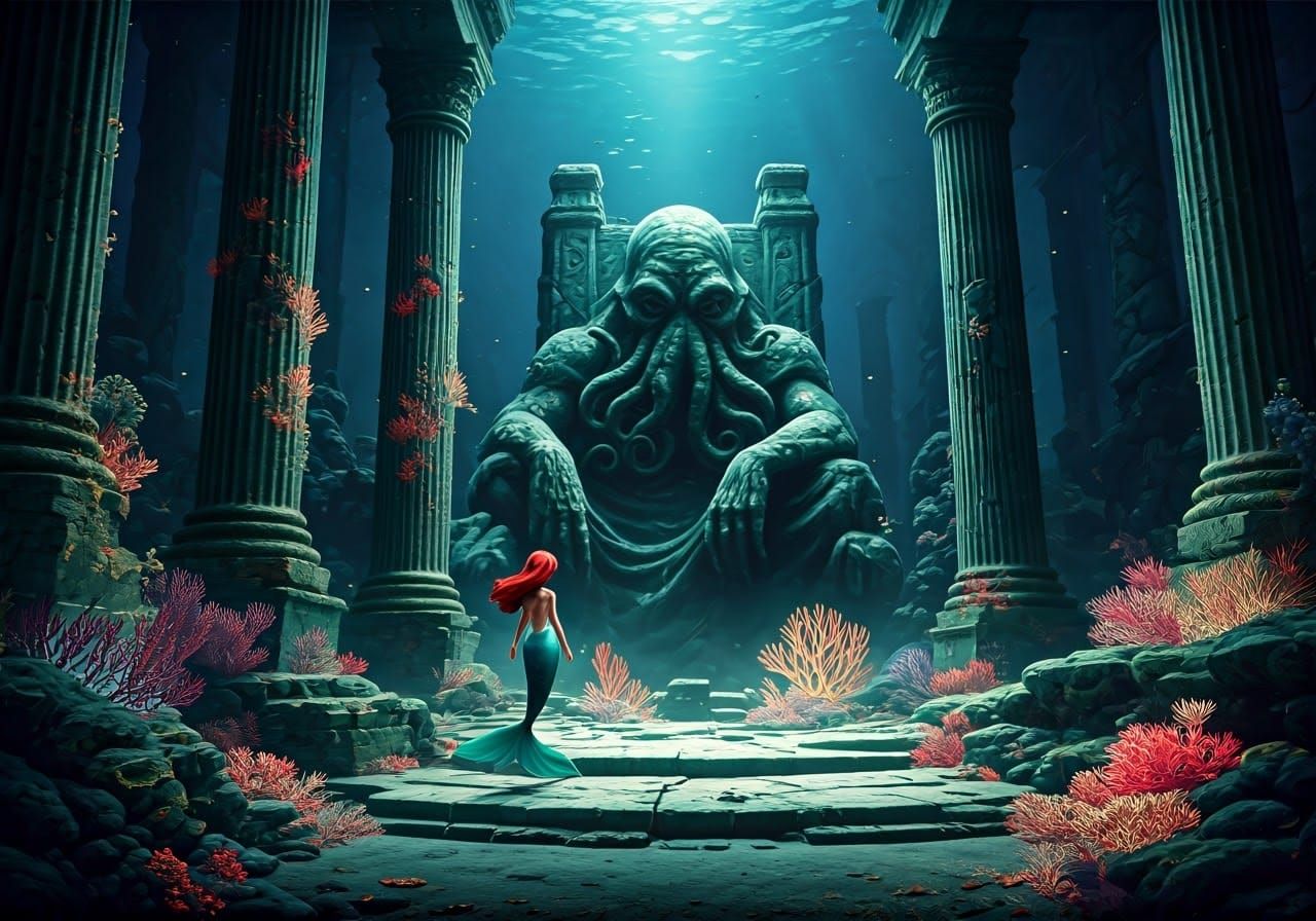 Mermaid Finds Cthulhu in Ancient Ruins