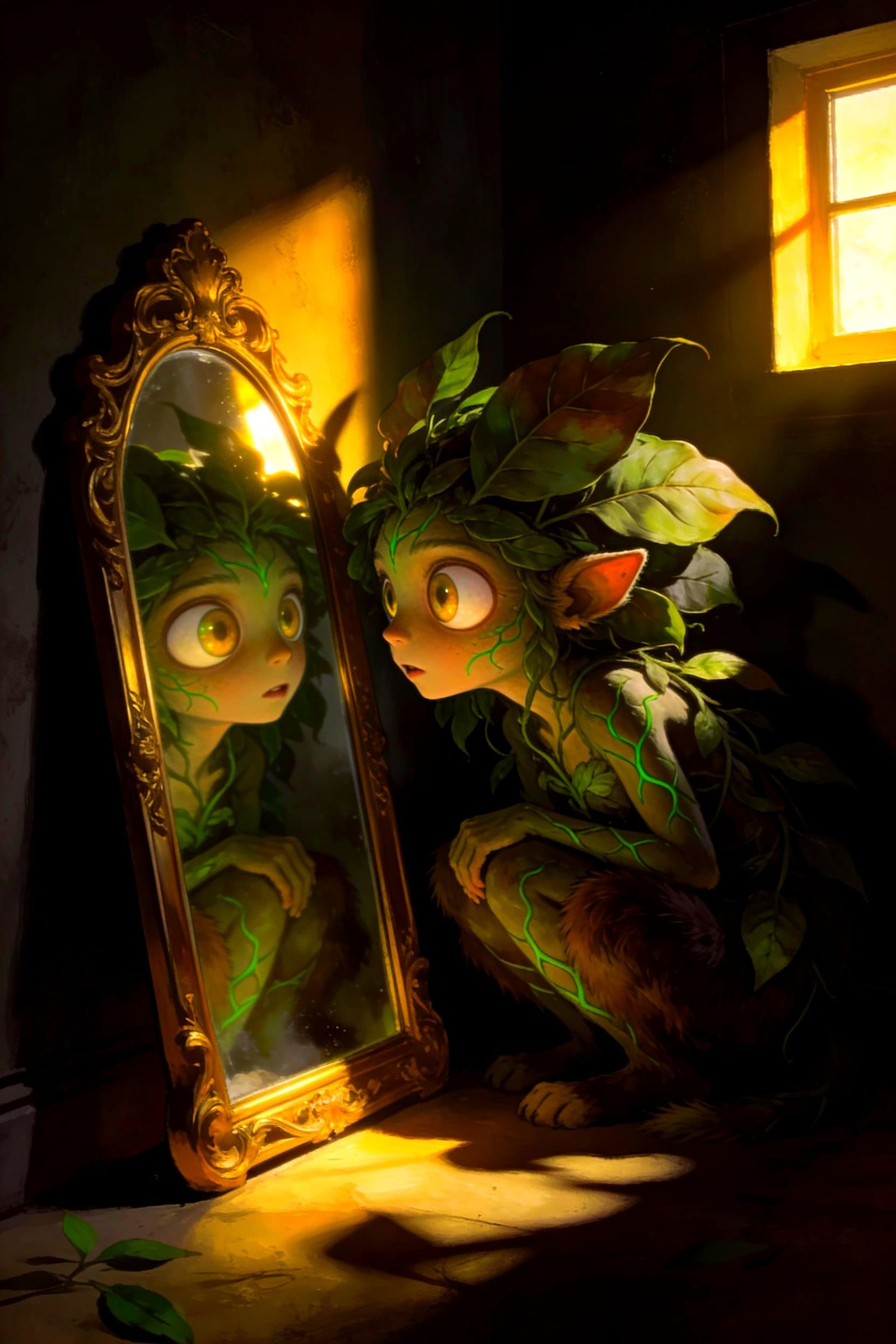 Gigantic Eyes Creature in Shadows, Plant-Mammal Blend