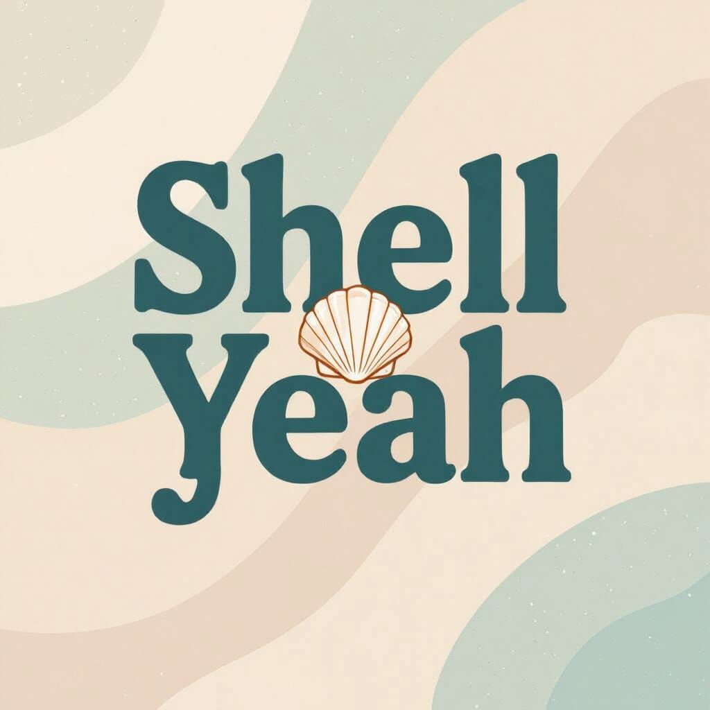 Minimalist "Shell Yeah" Design with Seashell Illustration