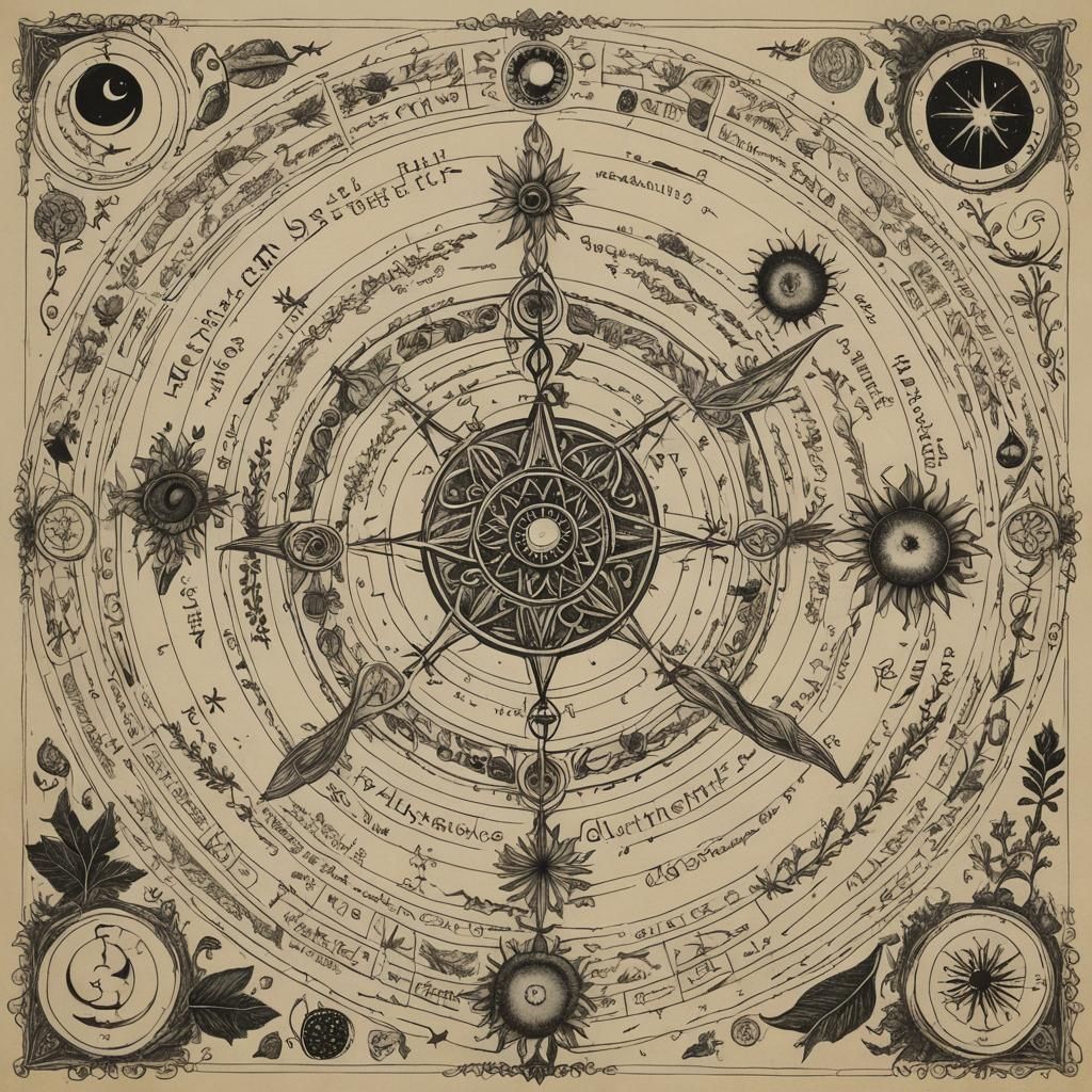 Witch's Grimoire Page: Solar Seed Calendar in Celtic Style