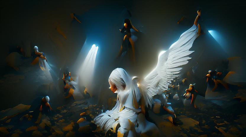 Angels Fall: Renaissance-Inspired Digital Illustration