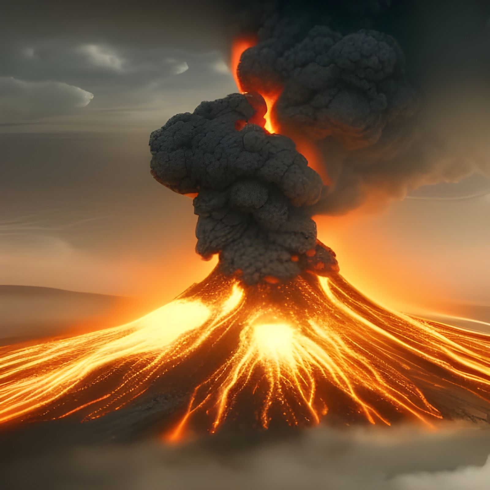 Dramatic Volcanoes in Epic Digital Matte Painting