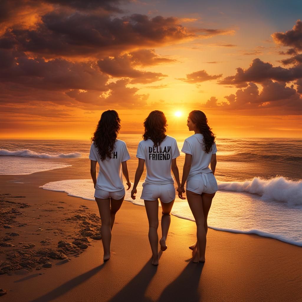 Girl Friends Enjoying Sunset as Matte Painting
