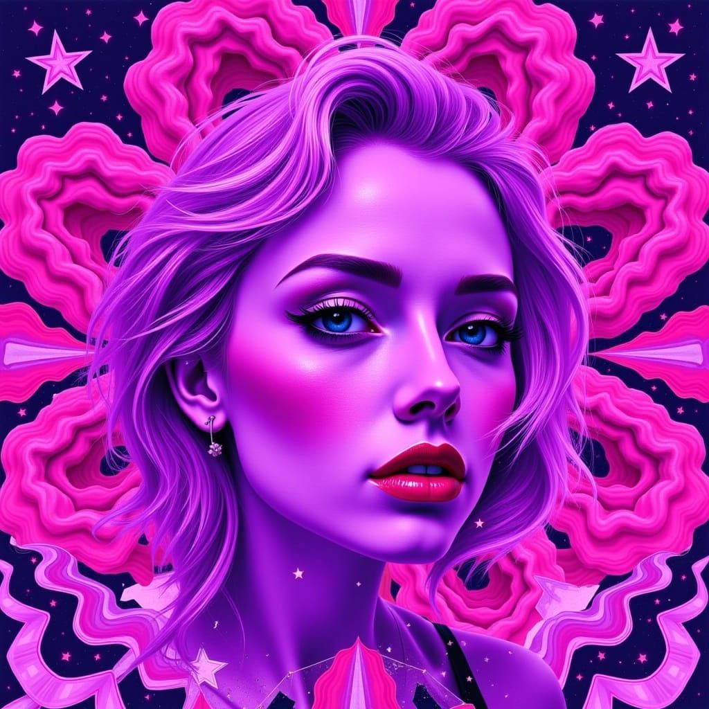 Abstract Dada Collage in Purple and Pink