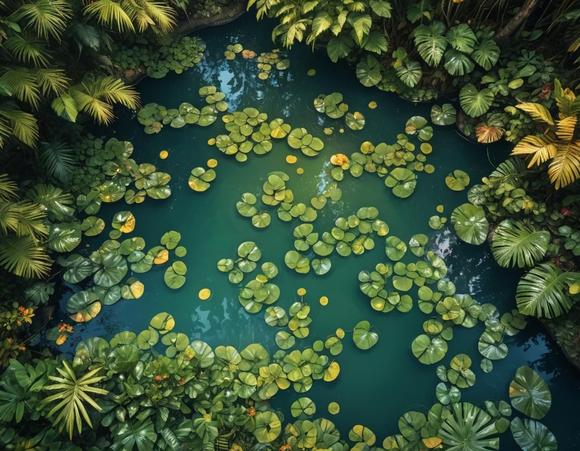 Tropical Lagoon: Surreal Digital Art in Vibrant Colors