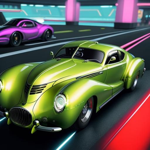 Retro-Futuristic 1940s Supercar in Sorayama Style