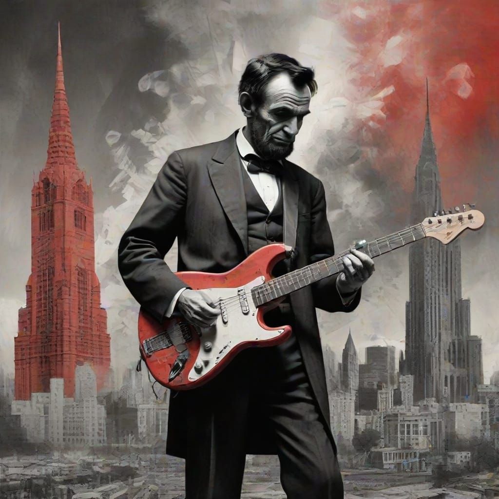 Abraham Lincoln Plays Guitar in Dadaist Photomontage
