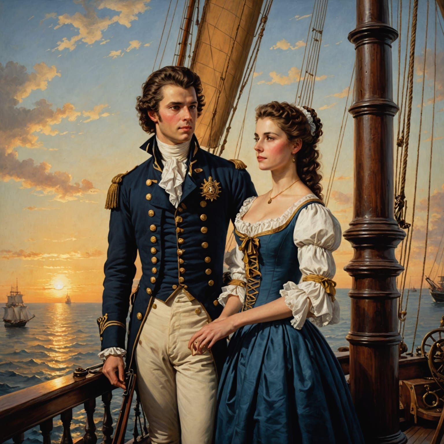 Romantic 18th Century Naval Officer Plays Violin for Spanish...