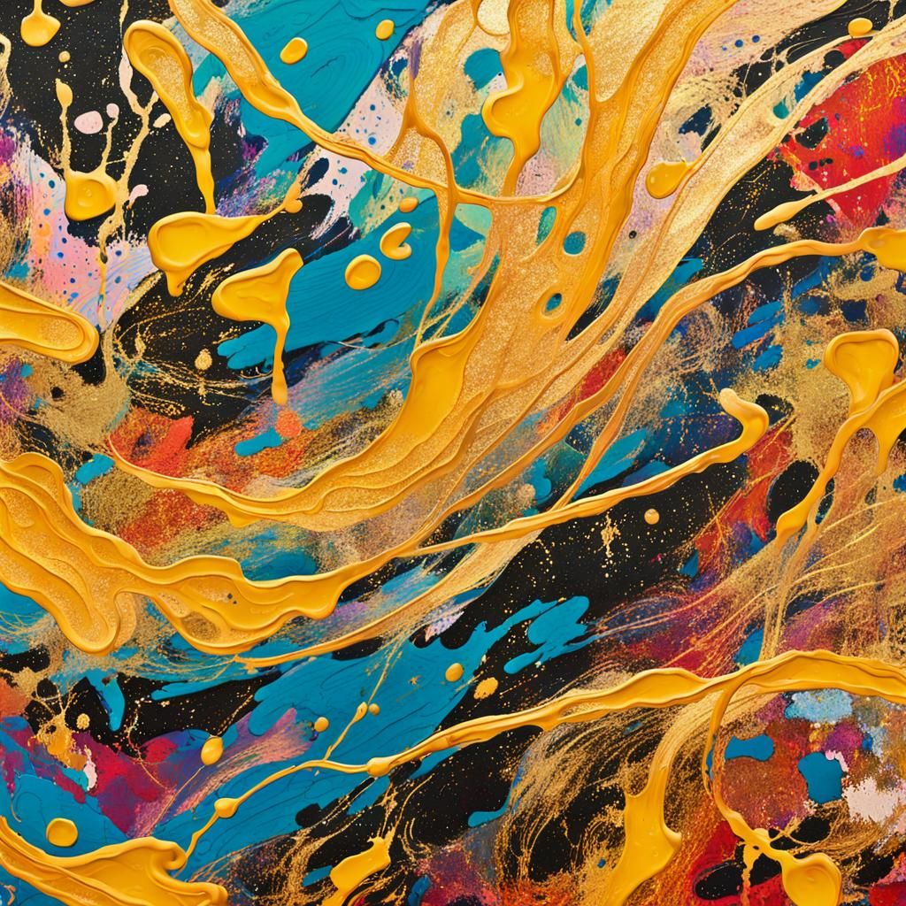 Abstract Expressionism with Golden Squiggles in Stellar Ligh...