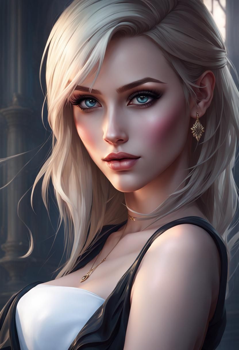 Pretty blonde female portrait (an upgrade of an old 1.5 SD portrait)