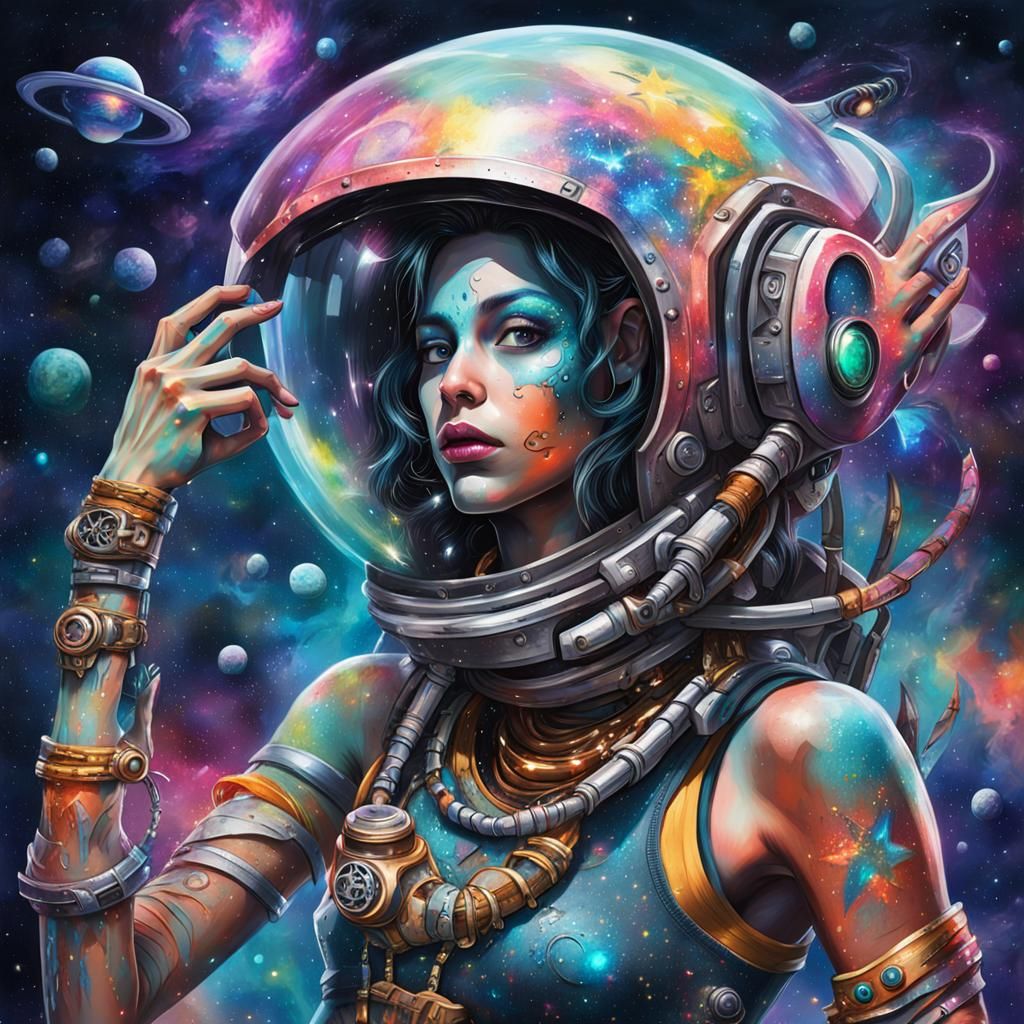 Stunning Female Alien in Graffiti Art Style