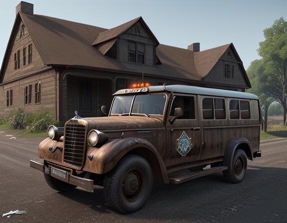 Hyperrealistic Brown SUV and House in Countryside