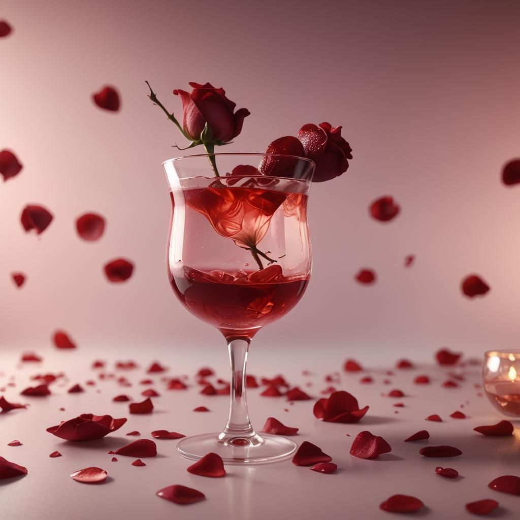 Velvet Rose Petal Cocktail: Fantastical Matte Painting