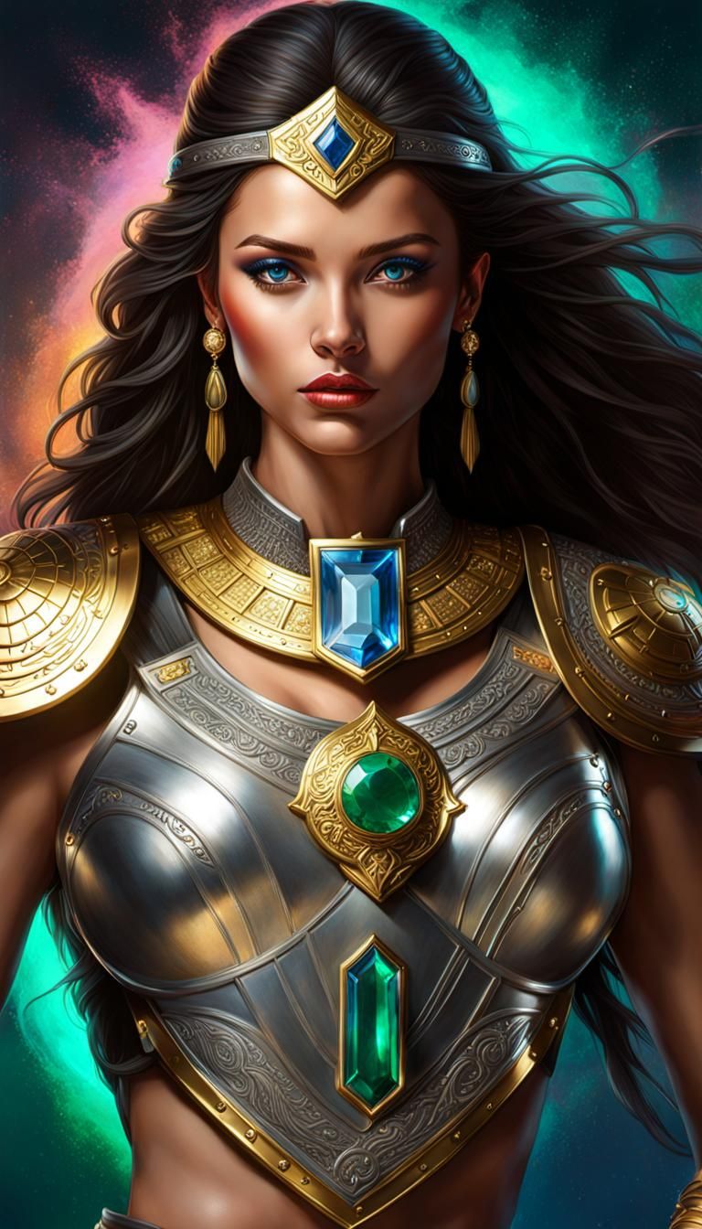 Female Warrior Shield from Ancient Lemuria: Hyperrealistic A...