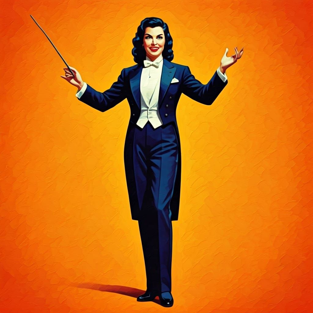 Orchestra Conductor in Retro Horror Impressionistic Style