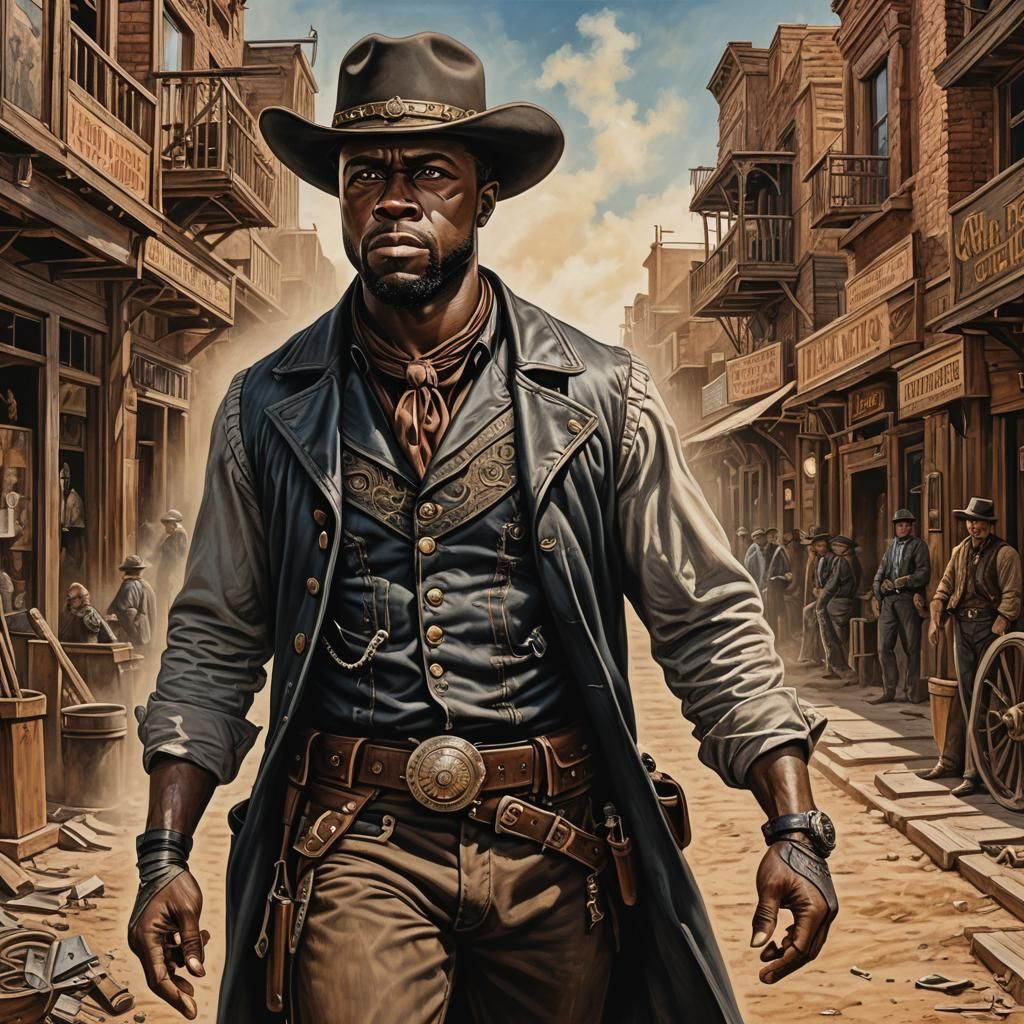 Steampunk Gunfighter Portrait on Western Street