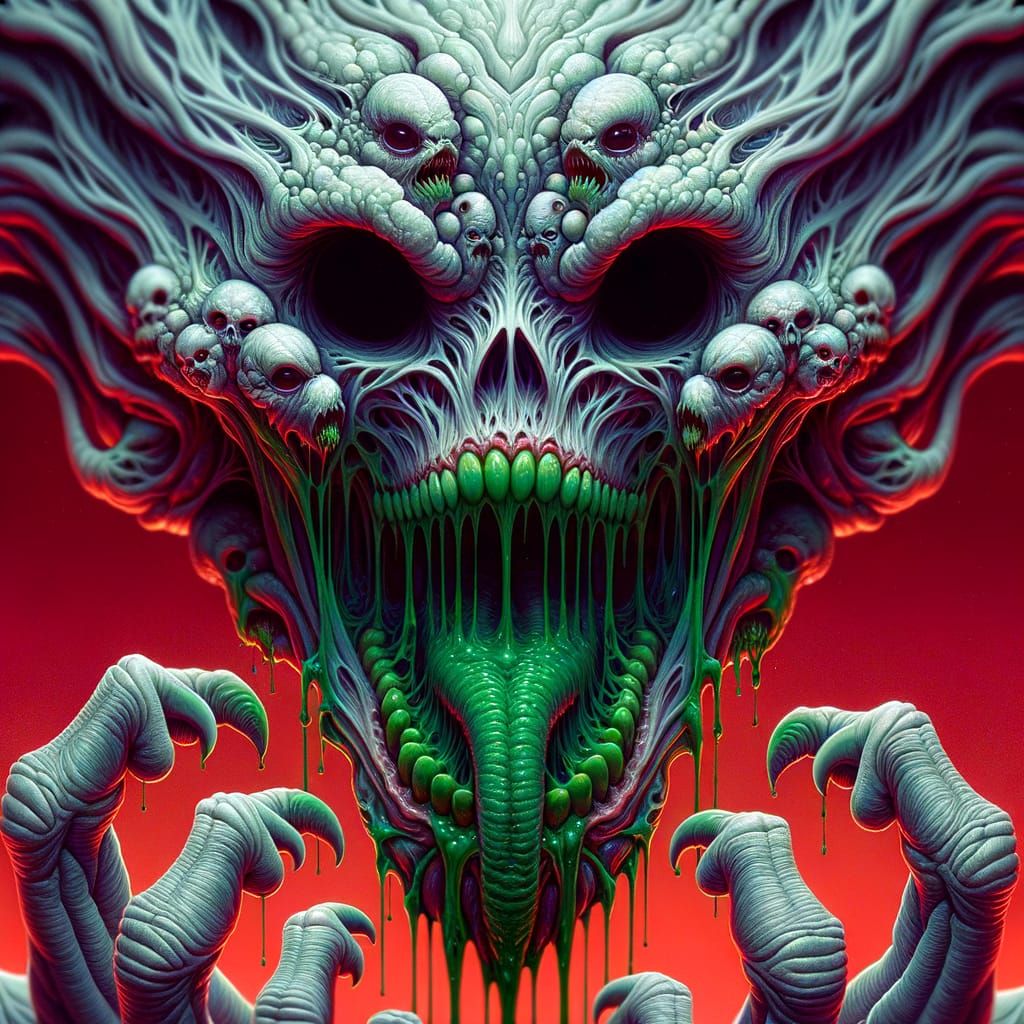 Mutant Creature Under Blood Moon With Dripping Poison