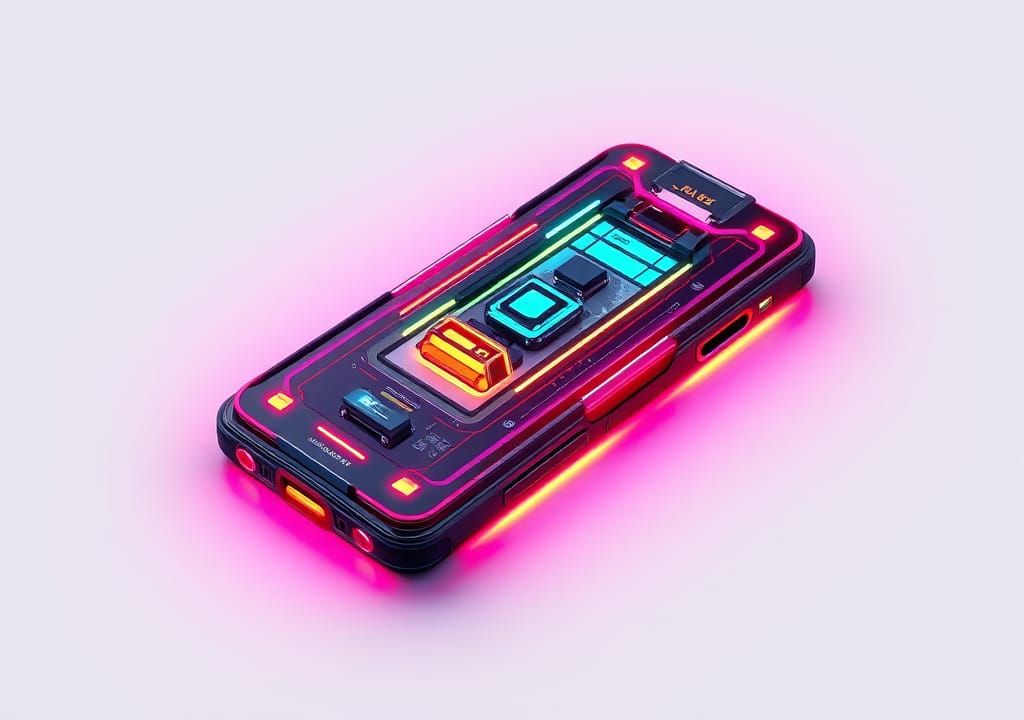 High-Tech Mobile Phone with Neon Accents