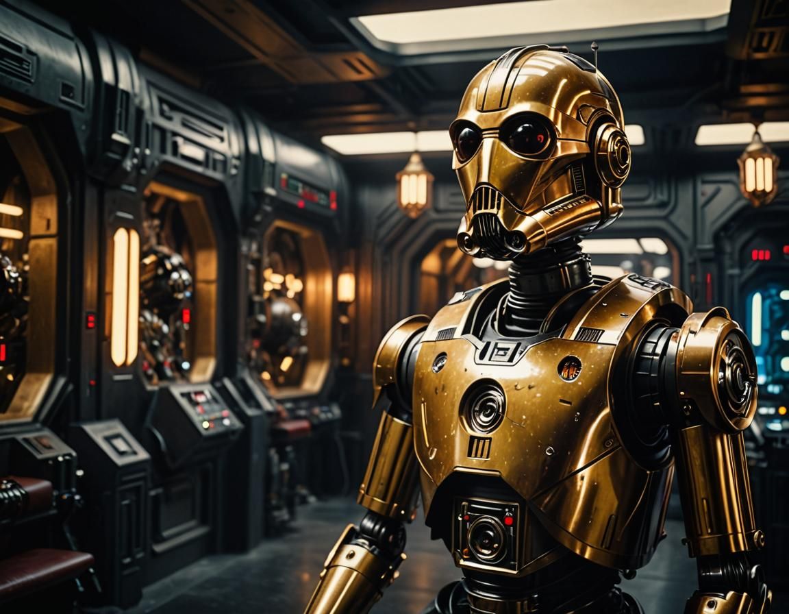 Opulent Star Wars Droid Cinematic Film Still