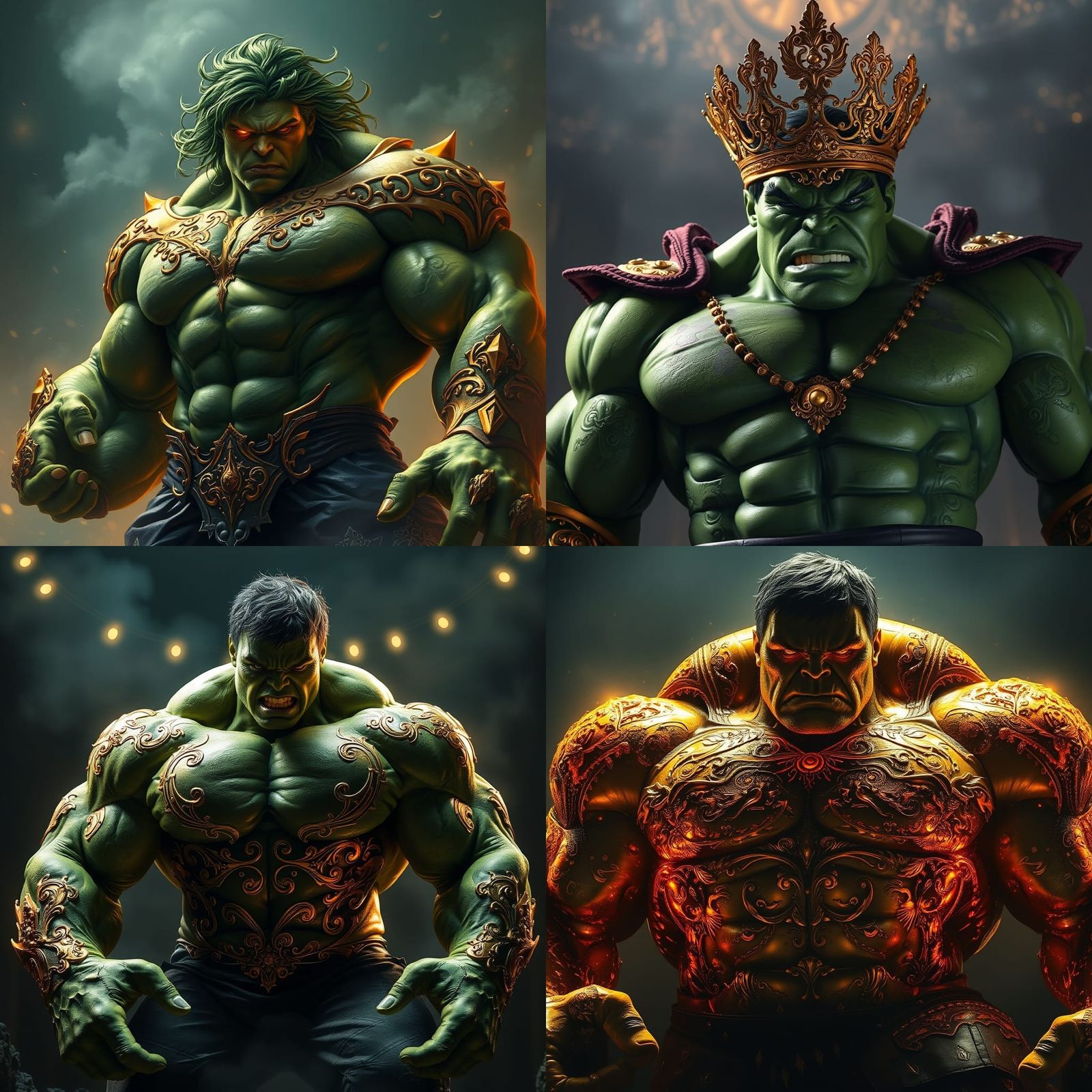 Hyperrealistic Hulk Covered in Gold