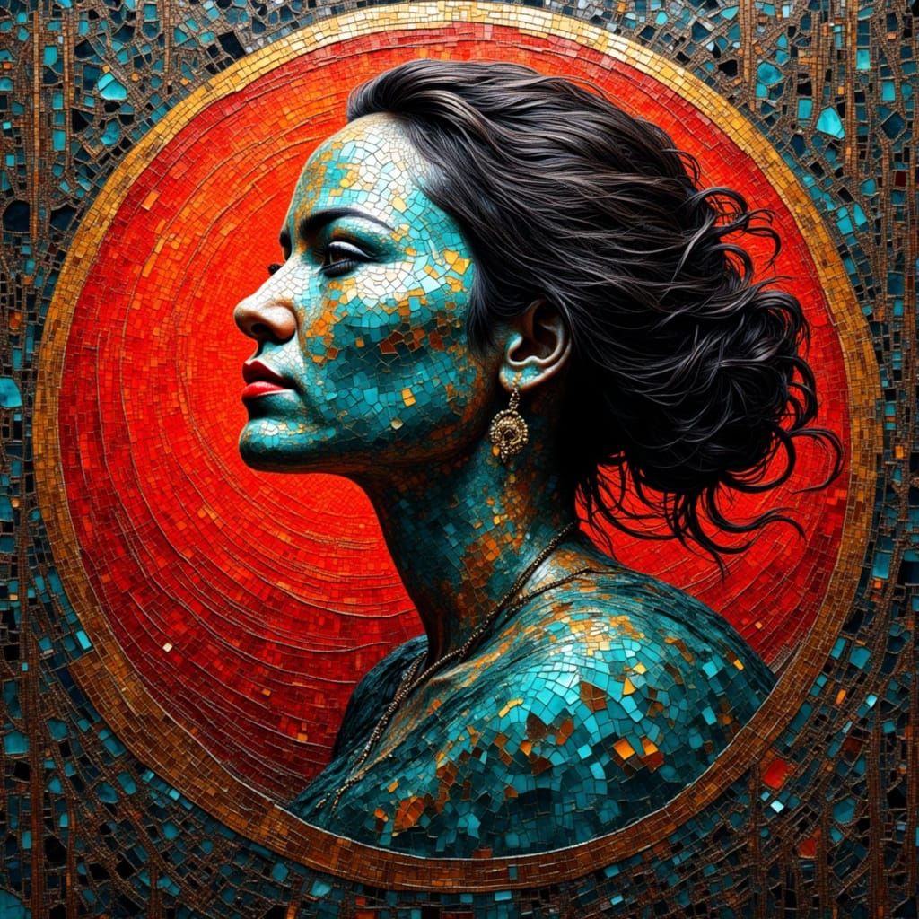 Woman's Pain Depicted with Kintsugi and Gold Lines