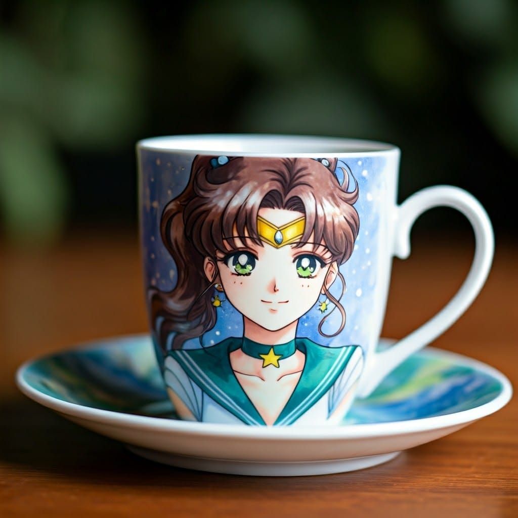 Serene Sailor Jupiter Teacup in Traditional Japanese Anime S...