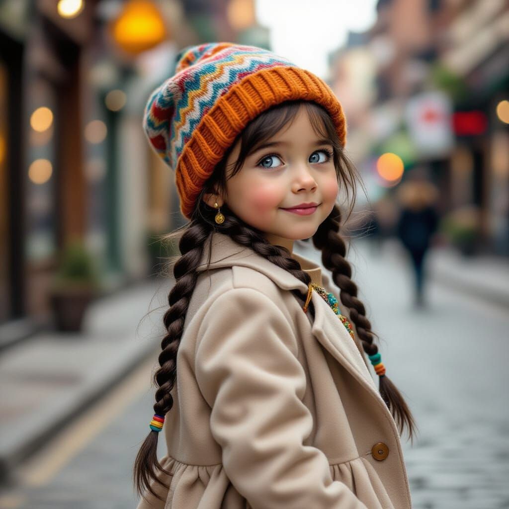 Carefree Girl in Boho Dress, Baroque Art Style