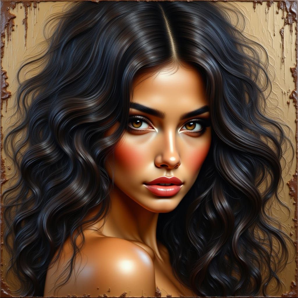 Gorgeous Woman Portrait as Impasto Oil Painting