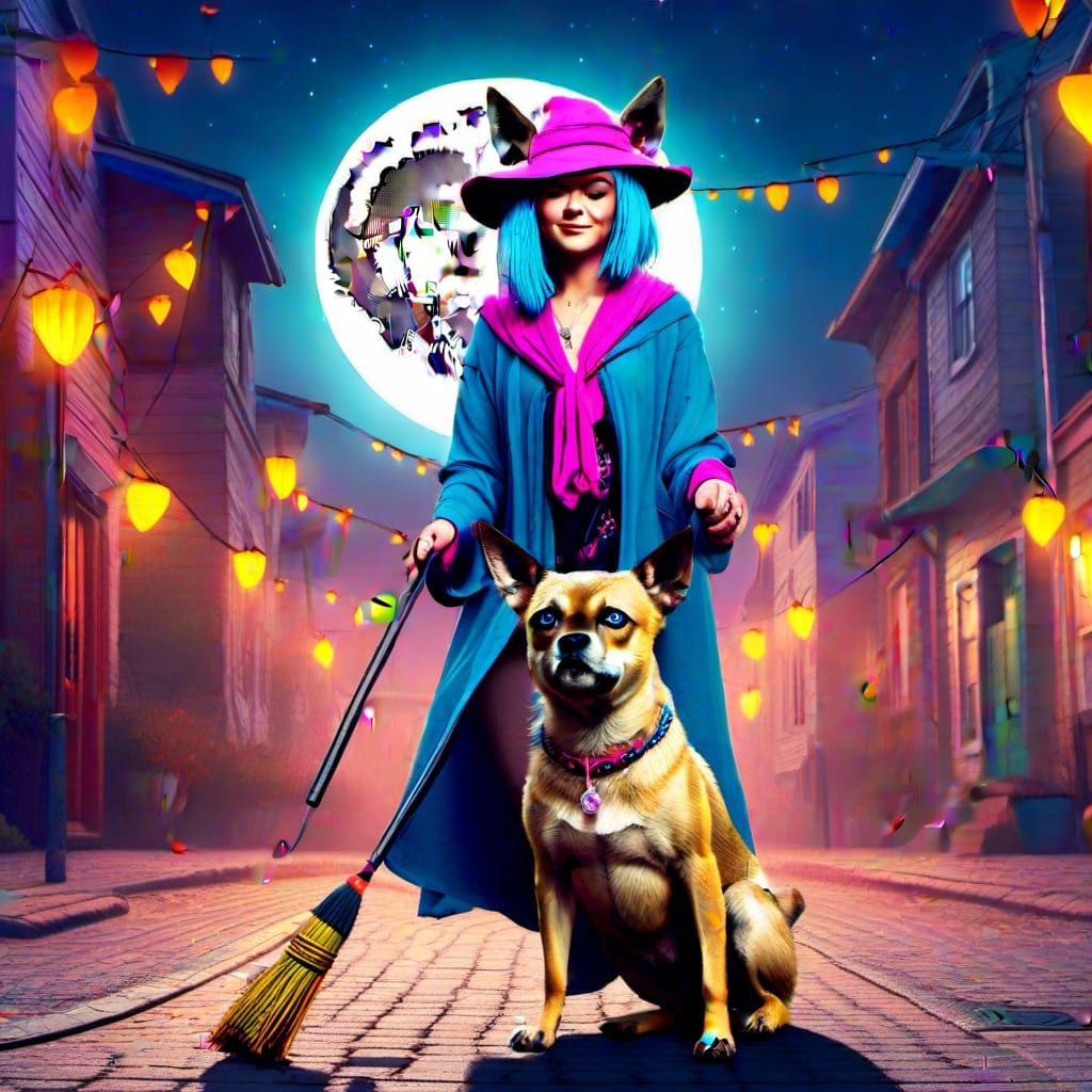 An Enchantress and Her Chug Maggie out for a Night on the town.