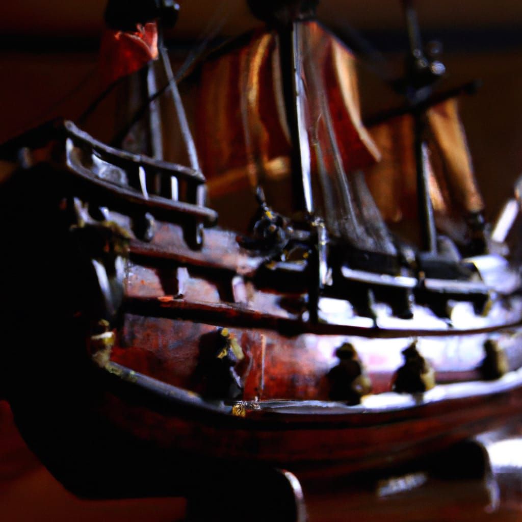 Photorealistic Pirate Galleon with Striped Sails