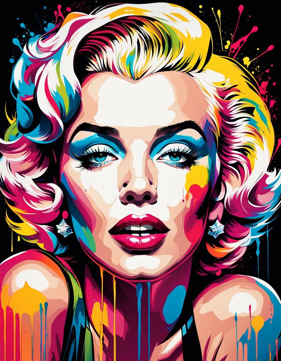 Marilyn Monroe Portrait in Graffiti Splash Art Style