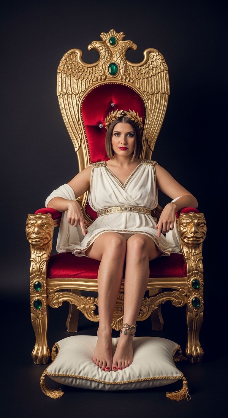 Roman Empress on Luxurious Throne, Professional Portrait