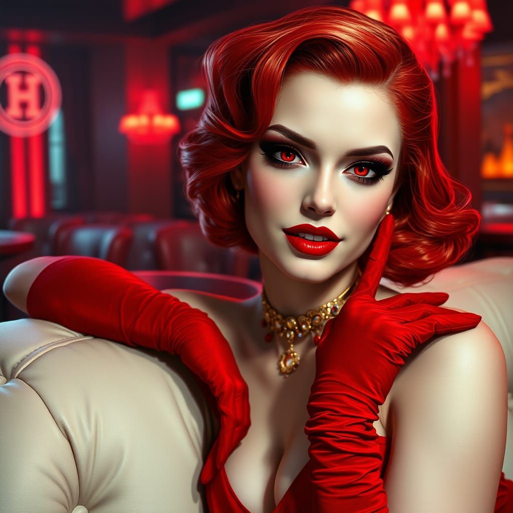 Sultry Goth Siren in Red Velvet Elegance