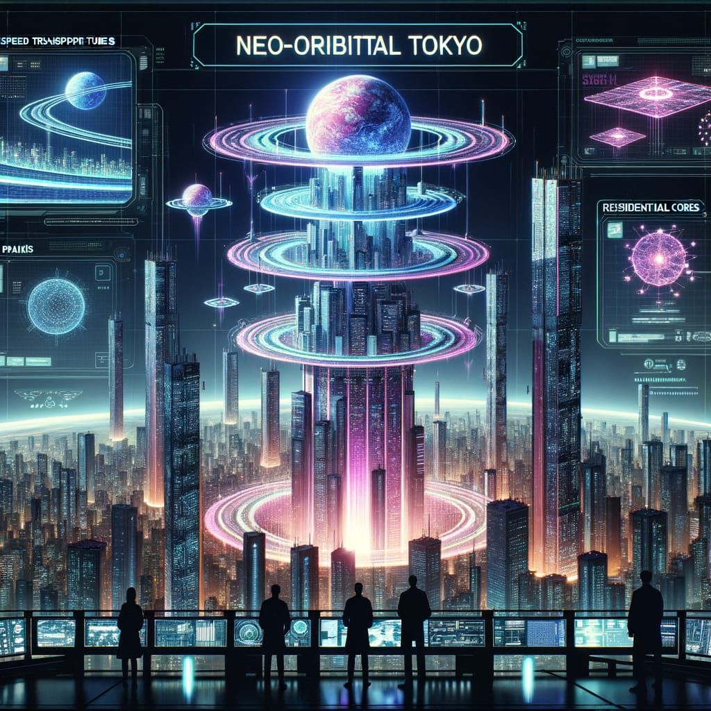 Neo-Orbital Tokyo: Holographic Vertical Cityscape in Cyberpu...