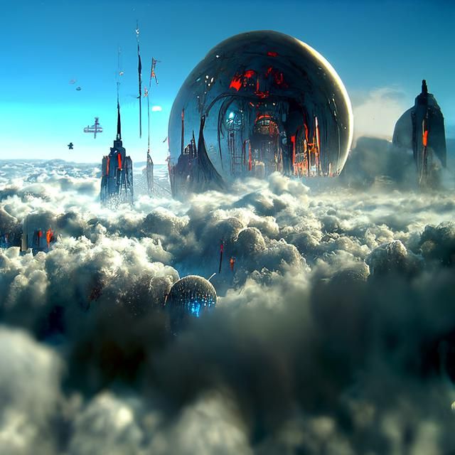 Cloud City Concept Art in Hyperreal Digital Style