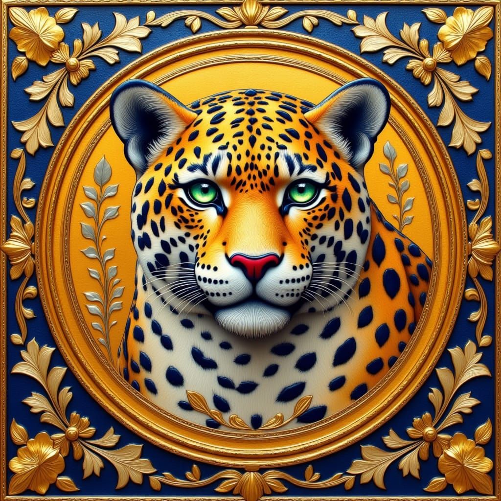 Regal Jaguar Family Crest in Byzantine Style